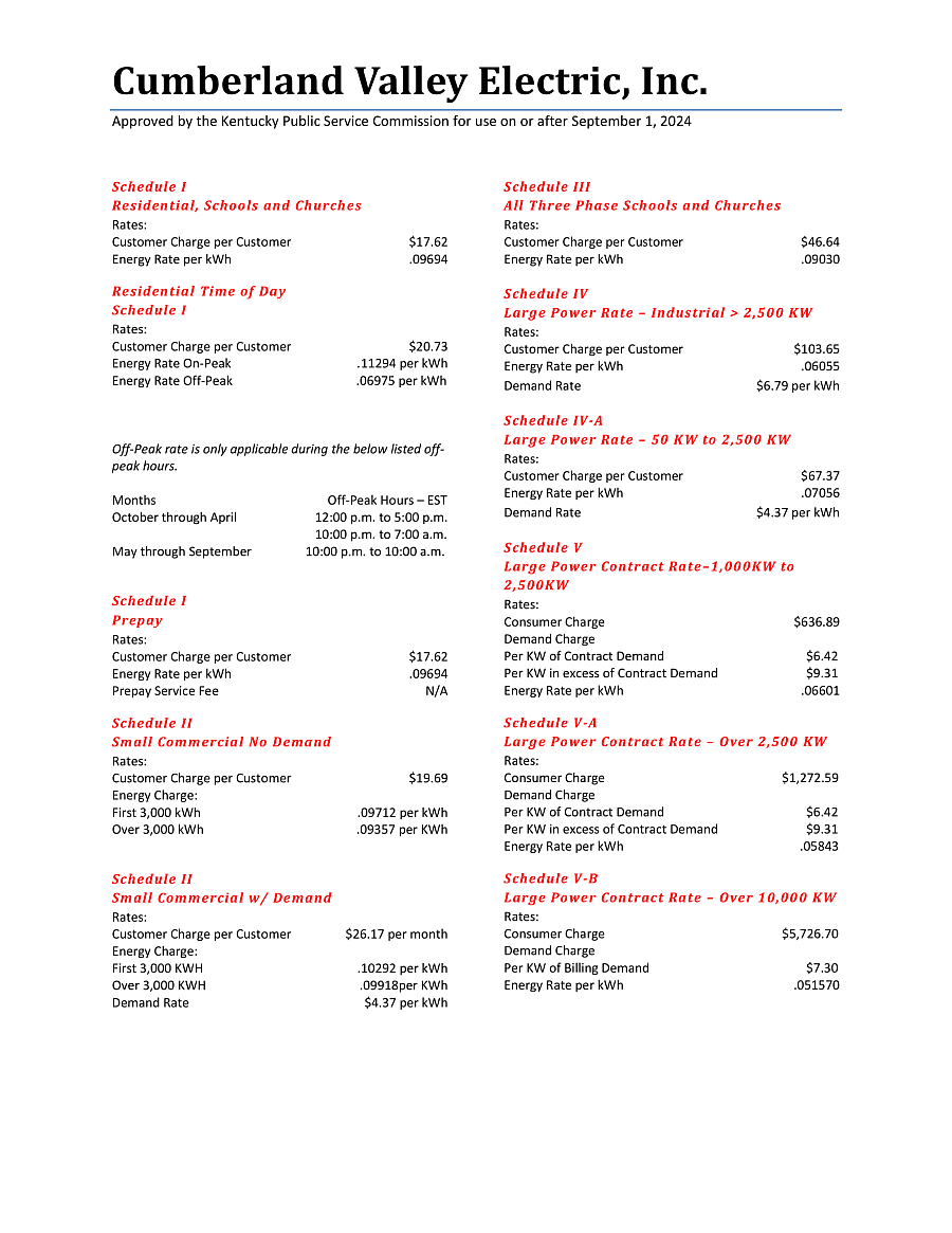 rate summary page 1